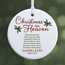 Christmas In Heaven Personalized Memorial Ornament- 2.85" Glossy - 1 Sided