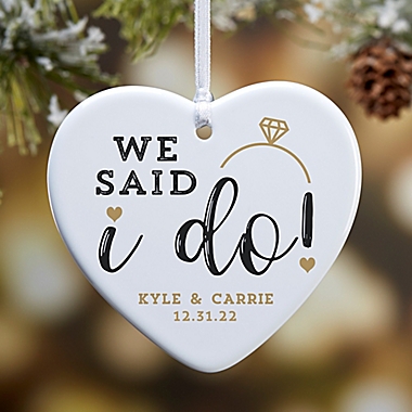 &quot;I Do&quot; Glossy 3.25-Inch 1-Sided Personalized Heart Ornament. View a larger version of this product image.