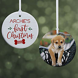 Dog's First Christmas 2.85-Inch 2-Sided Porcelain Christmas Ornament in White
