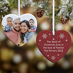 3.25-Inch Personalized Photo Porcelain Heart Christmas Ornament in White