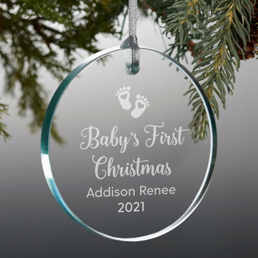 My First Christmas In College Ornament 2022 Tax Engraved "Baby's First Christmas" Personalized Premium Glass Ornament | Bed  Bath & Beyond