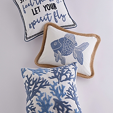 Levtex Home Pataya Words Square Throw Pillow in Blue. View a larger version of this product image.