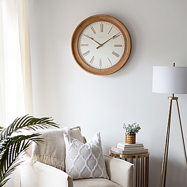 Everhome&trade; 26-Inch Round Coastal Wall Clock in Wood. View a larger version of this product image.