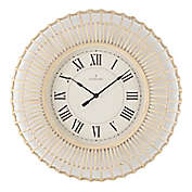 Everhome&trade; 26-Inch Round Rattan Wall Clock in Natural Rattan/White