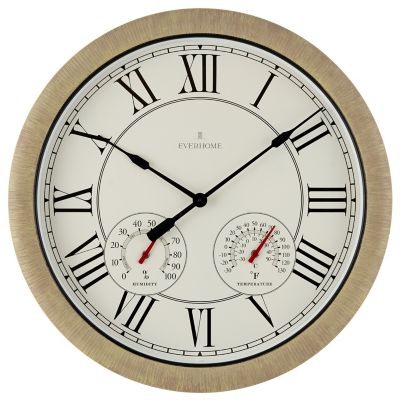 Everhome&trade; 26-Inch Indoor/Outdoor Wall Clock with Temperature and Humidity in Rattan/Natural