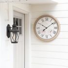 Alternate image 1 for Everhome&trade; 26-Inch Indoor/Outdoor Wall Clock with Temperature and Humidity in Rattan/Natural