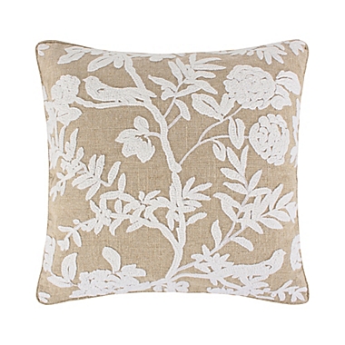 Levtex Home Cozette Embroidered Square Throw Pillow in Beige. View a larger version of this product image.