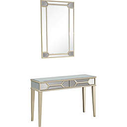Keeley 2-Piece Console Table and Wall Mirror Set in Silver