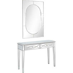 Helena 2-Piece Console Table and Wall Mirror Set in Silver