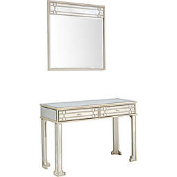 Aubrey 2-Piece Wall Mirror and Console Table Set in Gold