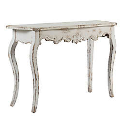 A&B Home Wood Console Table in Weathered Off-White