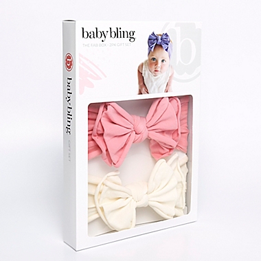 Baby Bling&reg; 0-24M 2-Pack Headbands in Pink/Ivory. View a larger version of this product image.