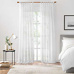 Mechantile Willow 84-Inch Double Tab Light Filtering Window Curtain Panel in White