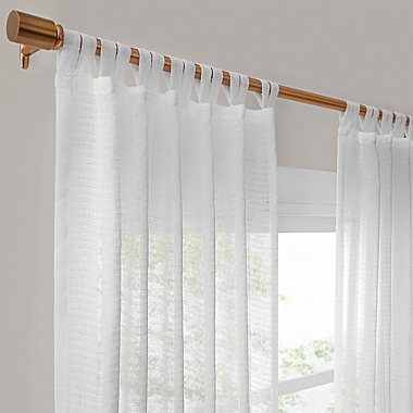 Mechantile Willow 84-Inch Double Tab Light Filtering Window Curtain Panel in White. View a larger version of this product image.