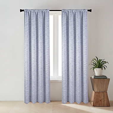 Everhome&trade; Frankie Solid 84-Inch Rod Pocket 100% Blackout Curtain Panel in Navy (Single). View a larger version of this product image.