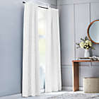 Alternate image 1 for Everhome&trade; Frankie Geo 95-Inch Rod Pocket 100% Blackout Curtain Panel in White (Single)
