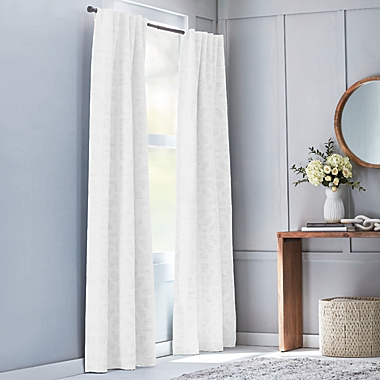 Everhome&trade; Frankie Geo 84-Inch Rod Pocket 100% Blackout Curtain Panel in White (Single). View a larger version of this product image.