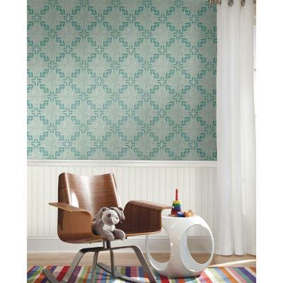 York Wallcoverings 4-Piece Botanical Trellis Acoustical Peel and Stick Tiles in Sky Blue