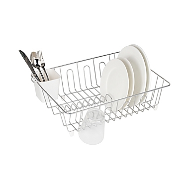 Simply Essential&trade; Large Dish Rack with Utensil Caddy in Chrome. View a larger version of this product image.