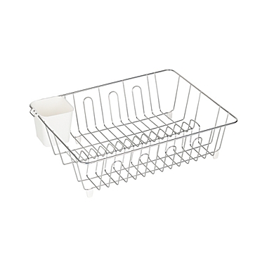 Simply Essential&trade; Large Dish Rack with Utensil Caddy in Chrome. View a larger version of this product image.