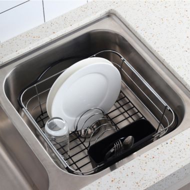 Simply Essential&trade; 3-in-1 Iron Dish Rack in Chrome. View a larger version of this product image.