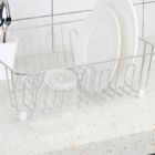 Alternate image 2 for Simply Essential&trade; Small Dish Rack with Utensil Caddy in Chrome/White