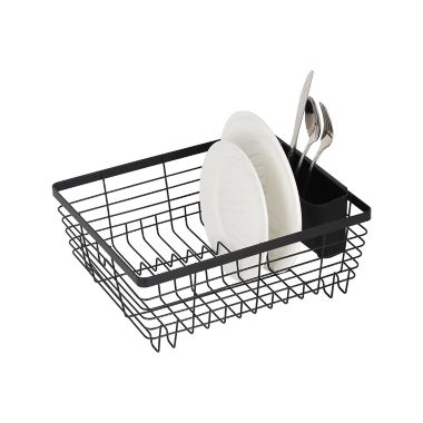 Squared Away&trade; Small Flat Wire Dish Rack in Black. View a larger version of this product image.