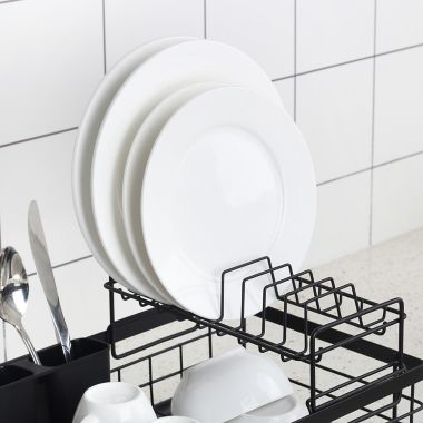 Squared Away&reg; 2-Tier Flat Wire Dish Rack Set in Black. View a larger version of this product image.