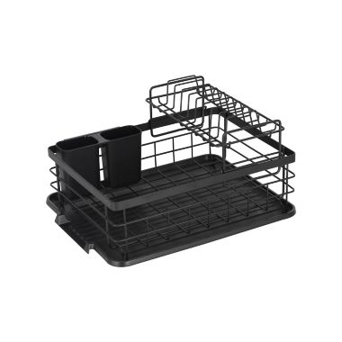 Squared Away&reg; 2-Tier Flat Wire Dish Rack Set in Black. View a larger version of this product image.