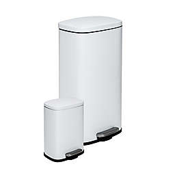 Honey-Can-Do® 2-Piece Stainless Steel Rectangular Trash Can Set in White