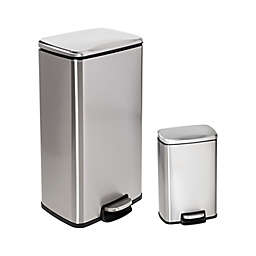Honey-Can-Do® 2-Piece Stainless Steel Rectangular Trash Can Set