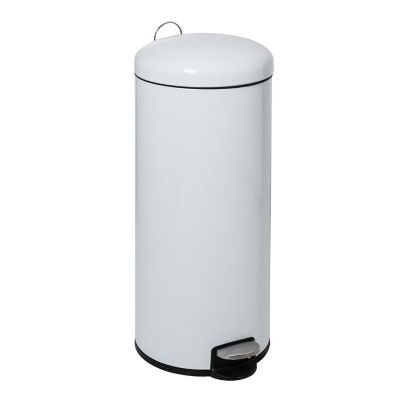 Honey-Can-Do&reg; 30-Liter Retro Metal Kitchen Step Trash Can with Lid in White