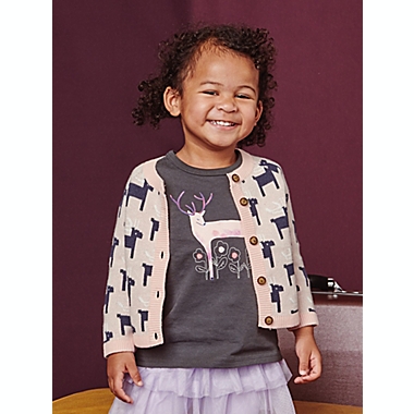 Tea Collection Size 4T Reindeer Baby Cardigan in Pink. View a larger version of this product image.