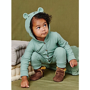 Tea Collection Size 3-6M Forest Friend Hood Romper in Green. View a larger version of this product image.