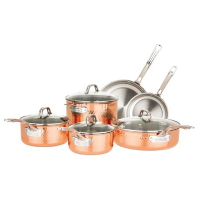 Viking&reg; Copper Clad 3-Ply 10-Piece Hammered Cookware Set