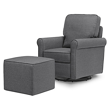 Maya Swivel Glider and Ottoman in Shadow Gray. View a larger version of this product image.