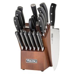 Viking® 17-Piece German Steel Knife Block Set in Brown