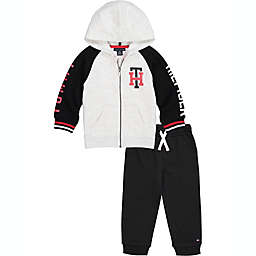 Tommy Hilfiger® 2-Piece Hooded Jacket and Jogger Set in Black/Grey