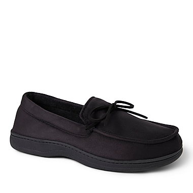 Cozy Mountain&trade; Men&#39;s Medium Microsuede Moccasin in Black. View a larger version of this product image.