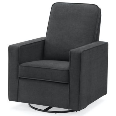 Delta Children Skye Nursery Swivel Glider with LiveSmart Fabric in Dark Grey. View a larger version of this product image.