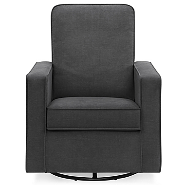 Delta Children Skye Nursery Swivel Glider with LiveSmart Fabric in Dark Grey. View a larger version of this product image.
