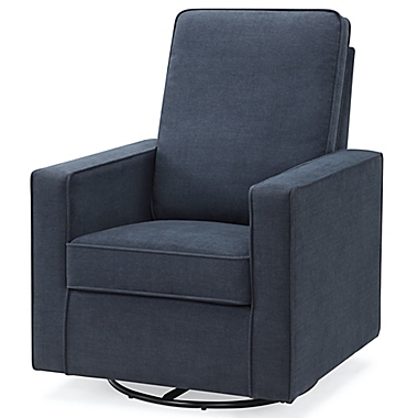 Delta Children Skye Nursery Swivel Glider with LiveSmart Fabric in Navy. View a larger version of this product image.