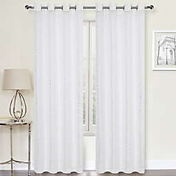 Raindrop 84-Inch Grommet Room Darkening Window Curtain Panels in White (Set of 2)