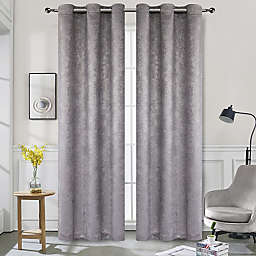Jasper 84-Inch Grommet Room Darkening Window Curtain Panels in Grey (Set of 2)
