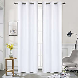 Jasper 84-Inch Grommet Room Darkening Window Curtain Panels in White (Set of 2)