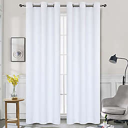 Rimon 84-Inch Grommet Room Darkening Window Curtain Panels in White (Set of 2)