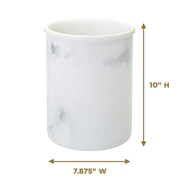 Everhome&trade; Faux Marble Wastebasket in White. View a larger version of this product image.