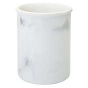 Everhome&trade; Faux Marble Wastebasket in White