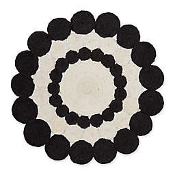 Design Imports Jute Braided 3' Round Area Rug in Black/White