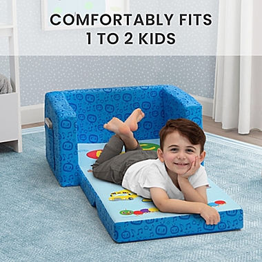 Delta Children CoComelon Cozee Flip-Out Kids Lounge Chair in Blue. View a larger version of this product image.